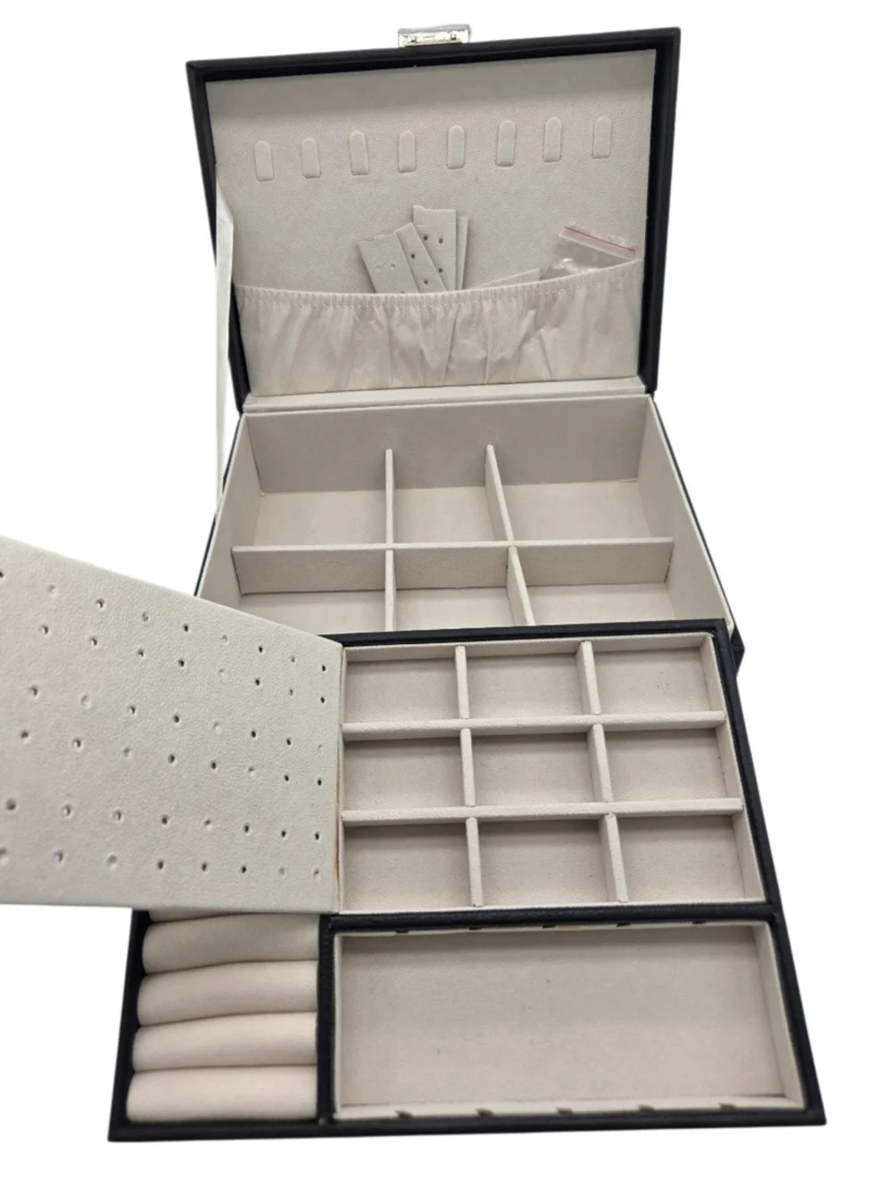 Jewelry Organizer Storage Box in Black and Cream - Unbranded